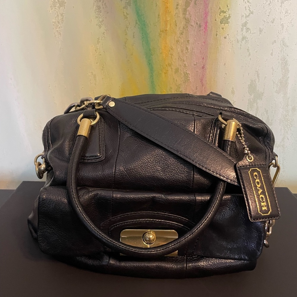 Coach black leather bag